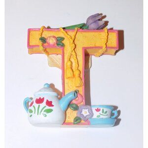 Vintage Mary Engelbreit Alphabet Letter Initial "T" Teapot Tulip Teacup 1999